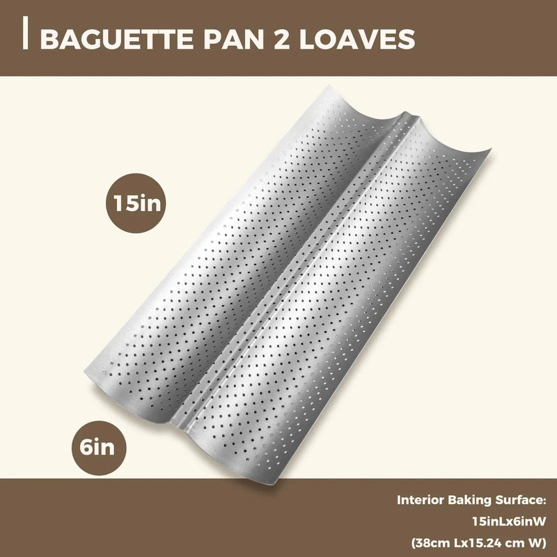 Sartenes Antiadherentes Para Hornear Pan Francés 38 X 16 Cm Plata Brillante