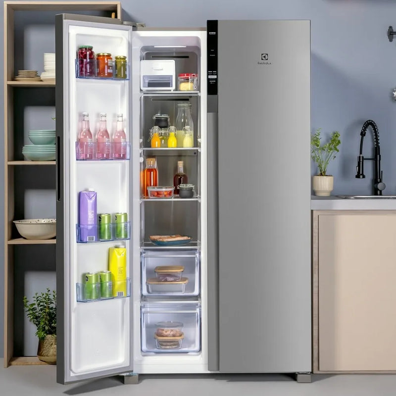 Nevecón Electrolux no frost side by side 531L inverter gris ERSA53V3HVG
