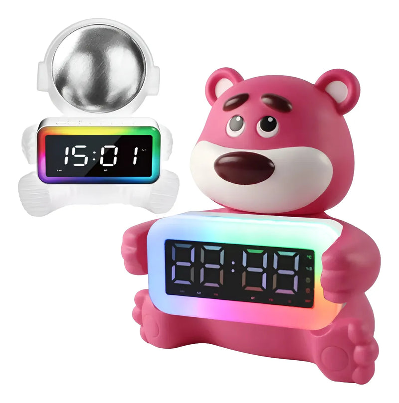 Reloj Radio Parlante Altavoz Bluetooth Iluminación Led Rgb Rosado Blanco