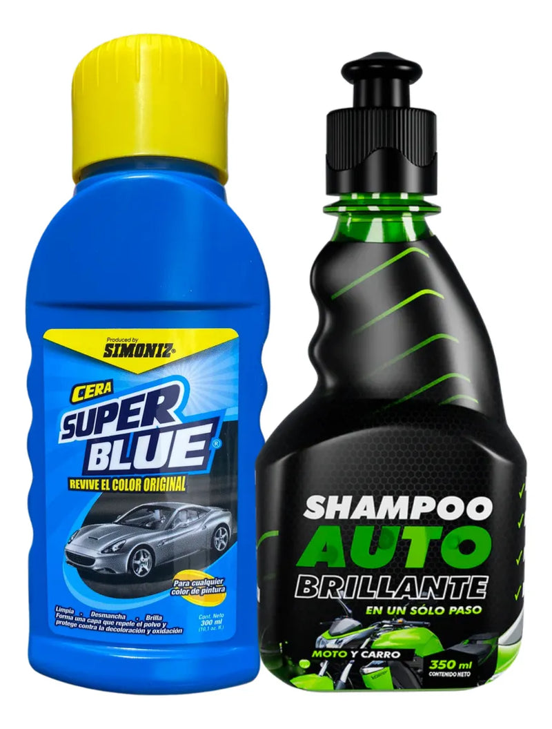 Cera Super Blue Para Brillar Vehiculos Shampoo Autobrillante