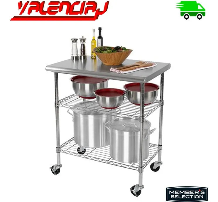 Mesa Cocina Acero Inoxidable 76x51x91 Cms Liso Cromado