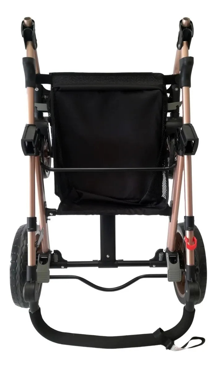 Coche de paseo Happy Baby Alizze travel system negro con chasis color dorado