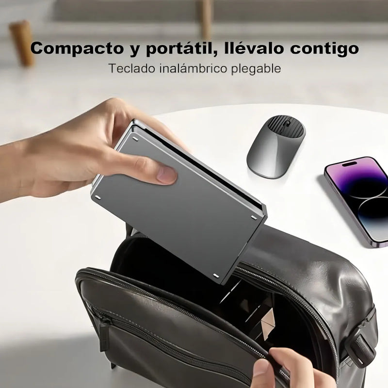 Teclado Inalambrico Bluetooth Plegable Para Pc Cel Letra Ñ Teclado Gris Idioma Inglés Internacional