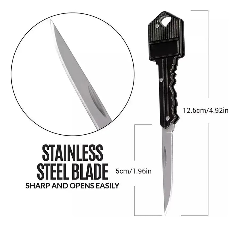 Cuchillo Supervivencia Navaja Táctica Camping Llave Llavero Negro