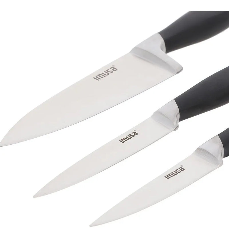 Set 3 Cuchillos Chef Multiusos Imusa 5861030379 Color Negro