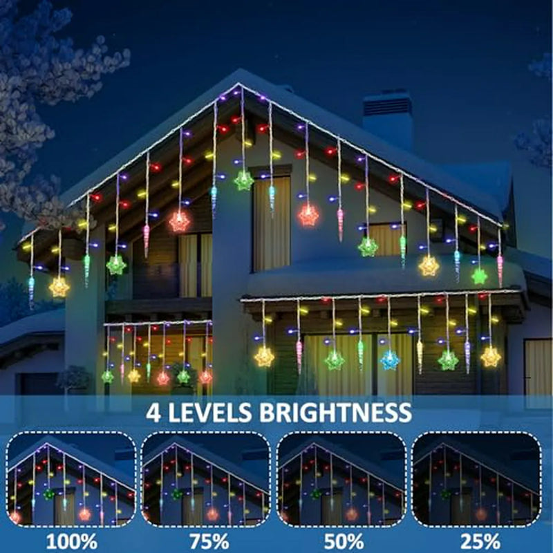 Luces Led Navideñas Vihose: Cortina De Copos De Nieve 23ft