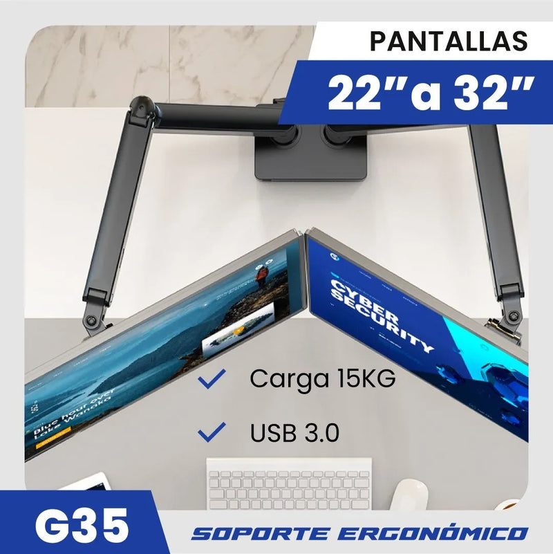 Soporte Brazo Monitor Para 2 Pantallas Lcd Led Escritorio Gris Oscuro
