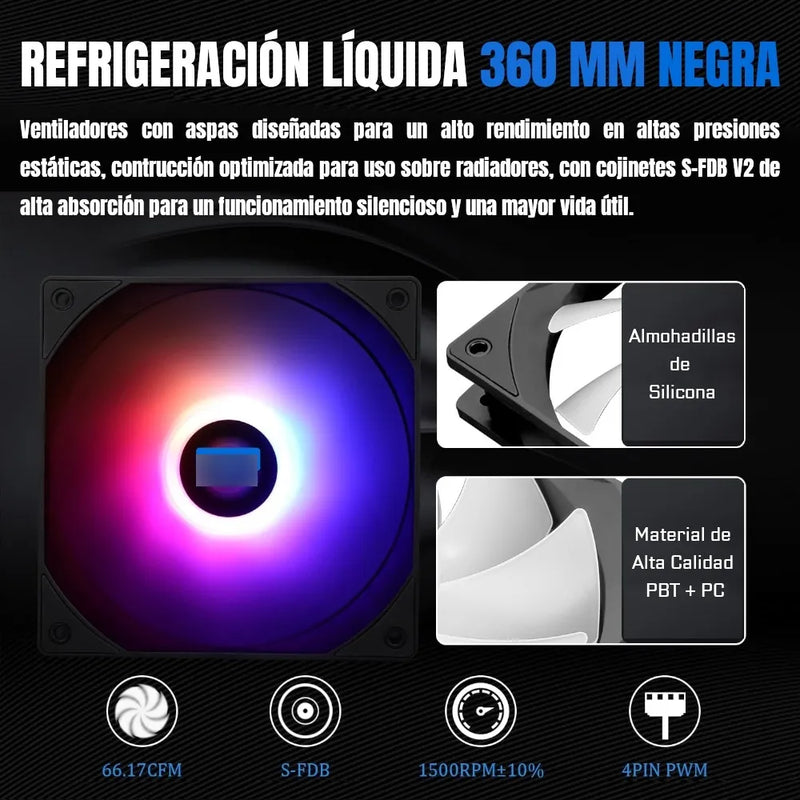 Refrigeracion Liquida Ta 360 Mm Argb Lga 1700 Am5 Am4 Negro