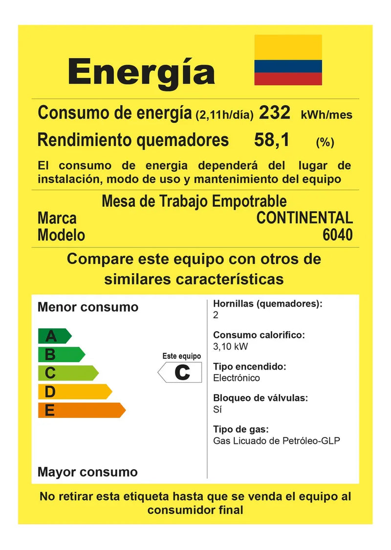 Estufa De Empotrar Vidrio Templado 2pt Gas Propano 6040 Negro