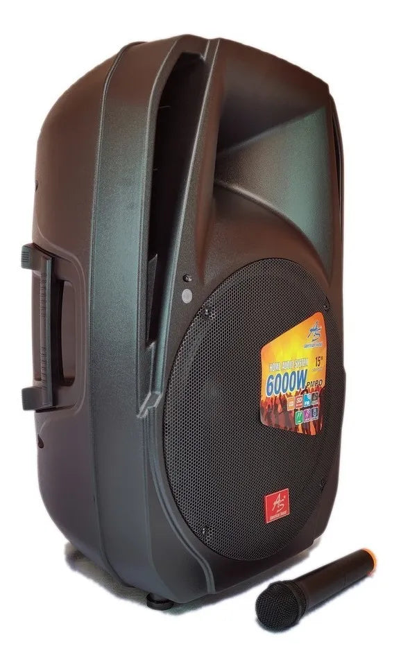 Cabina Americansound 15pulgadas Recargable + Mic Inalambrico Negro
