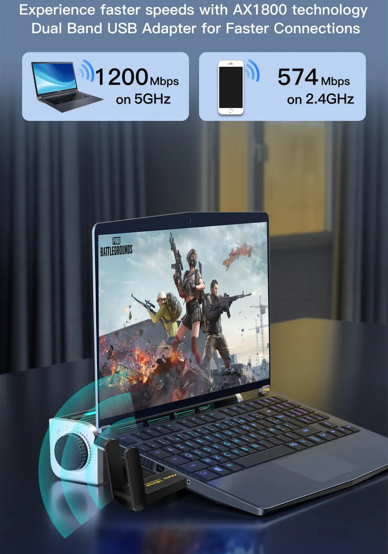 Adaptador Wifi 6 Fenvi Fu-ax1800 Doble Banda 2,4 Y 5ghz 1200