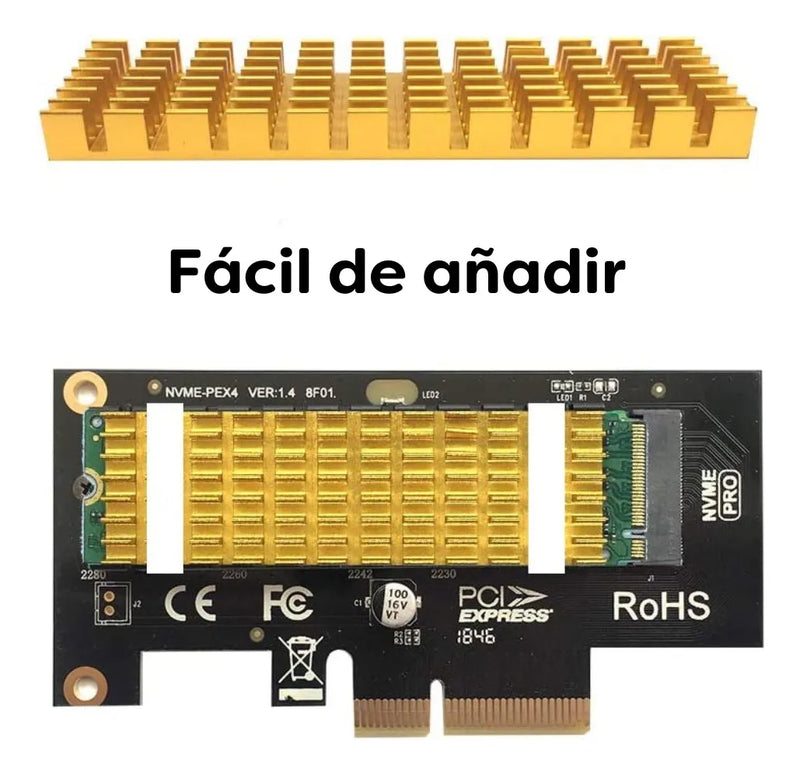 Kit Disipador M2 Aluminio Con Thermal Pad Memoria Nvme M.2