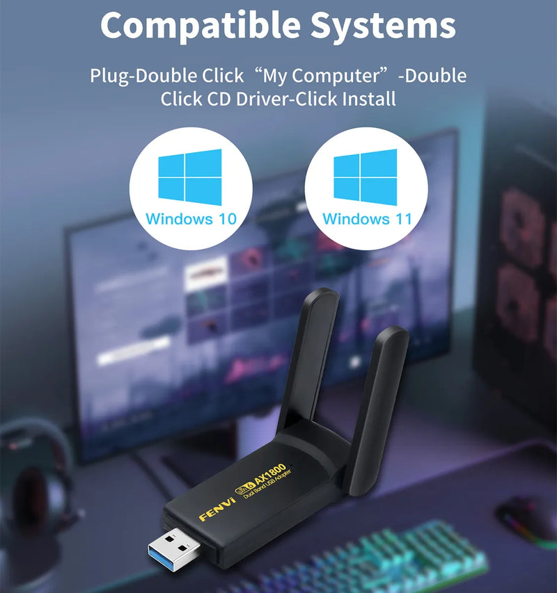 Adaptador Wifi 6 Fenvi Fu-ax1800 Doble Banda 2,4 Y 5ghz 1200