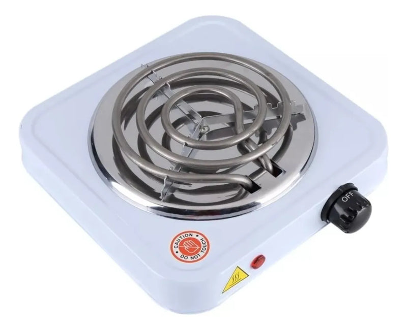 Estufa Eléctrica 1 Puesto Fogon Portátil Camping 1000w 110v Color Blanco