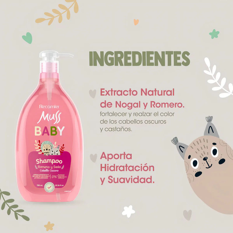 Champú Para Bebés Muss Baby Romero Cabello Oscuro 750ml