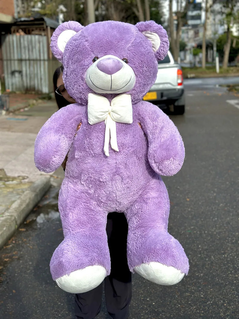 Oso De Peluche Gigante 1,60 + Moño + 3 Globos Lila