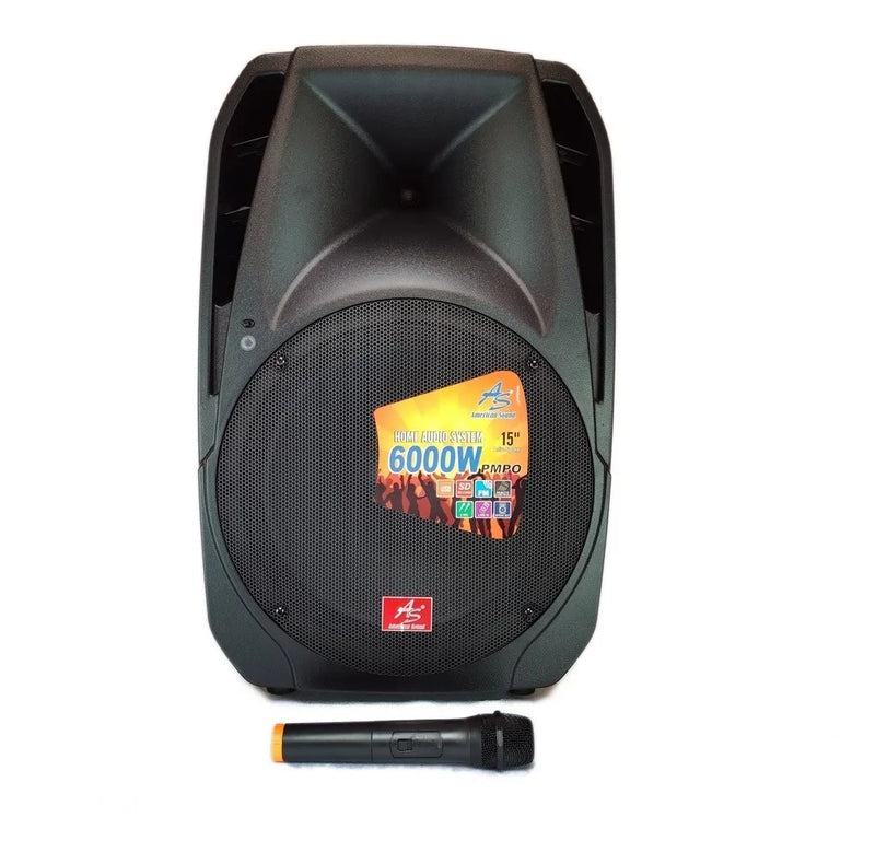 Cabina Americansound 15pulgadas Recargable + Mic Inalambrico Negro
