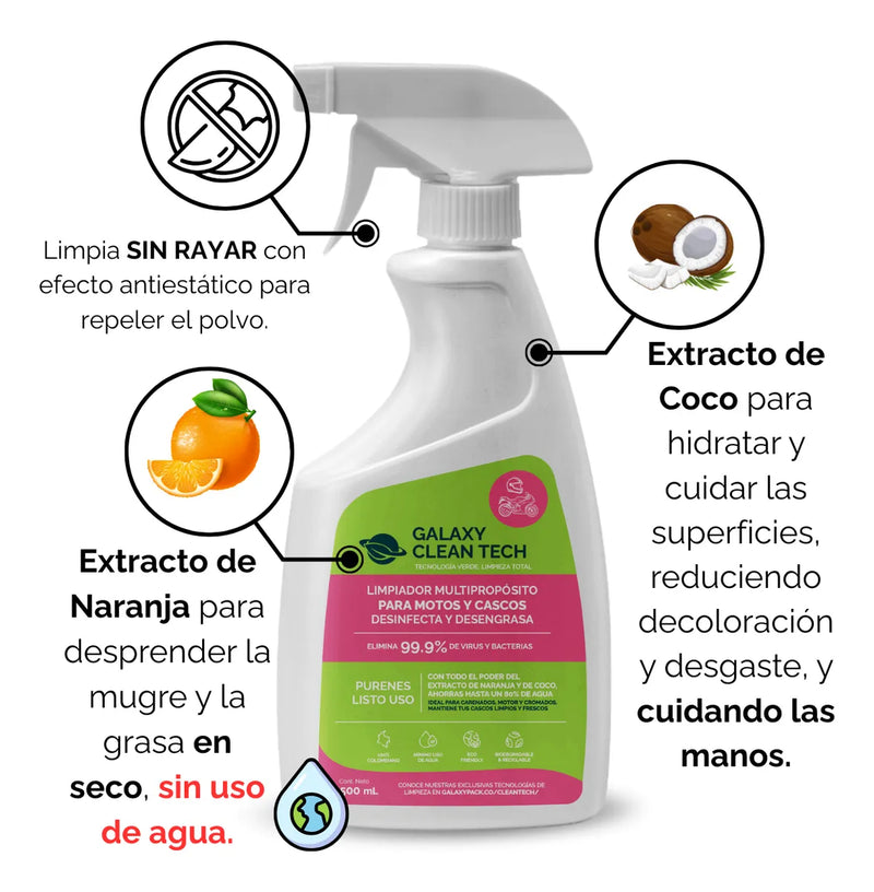 Lavado En Seco Moto Y Casco Ecológico Biodegradable Galaxy