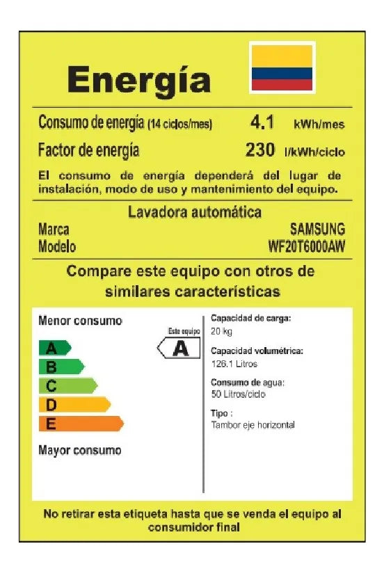 Combo Samsung 20 Kg Blanco Wf20t6000aw Y Dvg20t6000w