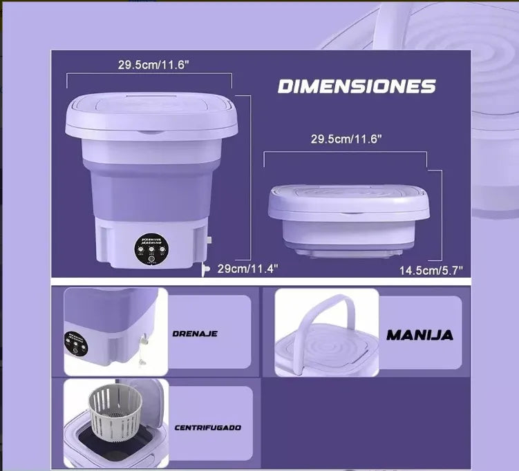 Mini Lavadora Portátil Lavadora World Morado