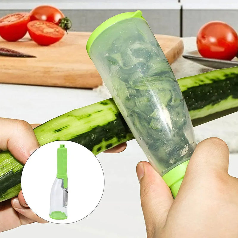 Pelador De Verduras Con Recipiente Pelador De Acero Inoxidab Verde