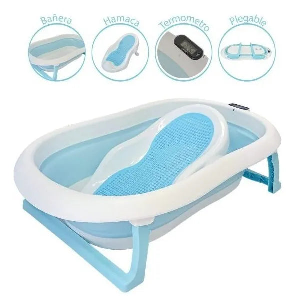 Bañera Plegable Para Bebé Con Hamaca Priori Ocean Color Celeste
