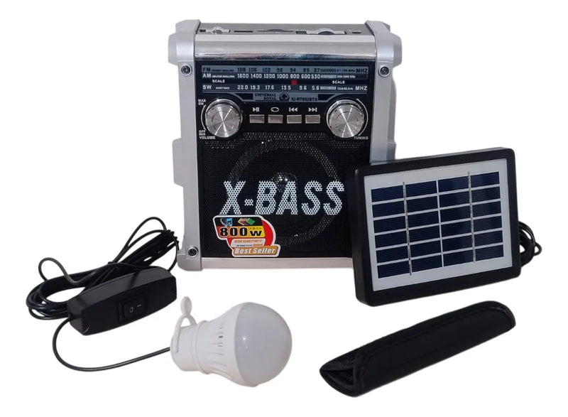 Radio Parlante Solar Retro Bluetooth Linterna Luz Emergencia