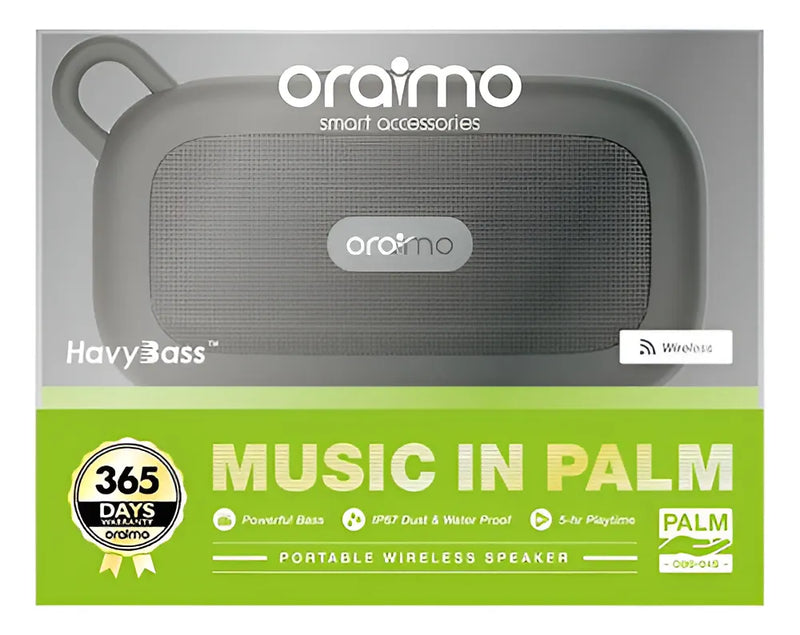 Parlante Inalámbrico Palm Oraimo Ip67 Bt Latentación Color Gris