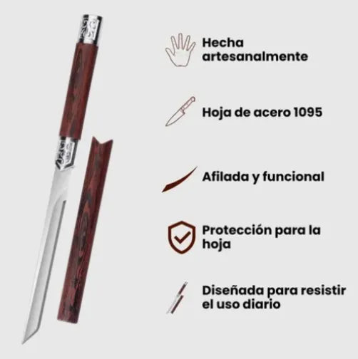 Cuchillo Ultra Afilado En Acero Inoxidable Carnicero Chef Marrón Oscuro