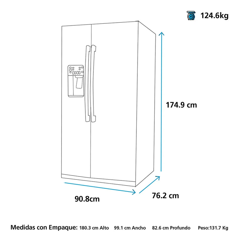 Nevera Mabe Refrigeración PQL22LEKFSS color inox con capacidad de 615L