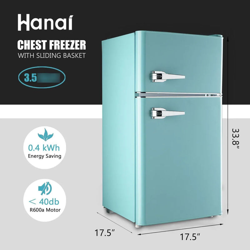 Refrigerador Compacto 3.5 Pies Cúbicos Mini Retro Doble Puer
