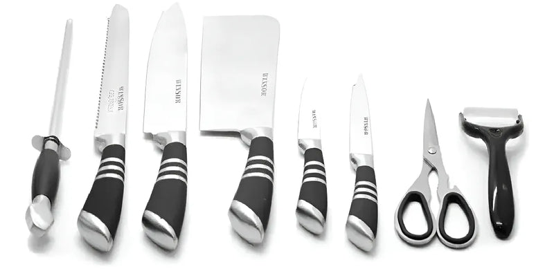 Set De Cuchillos Winsor 9 Pcs Color Plateado/Negro