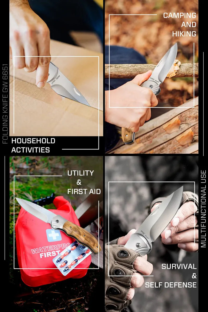 Para Hombre - Cuchillo De Bolsillo Plegable Con Mango De Mad
