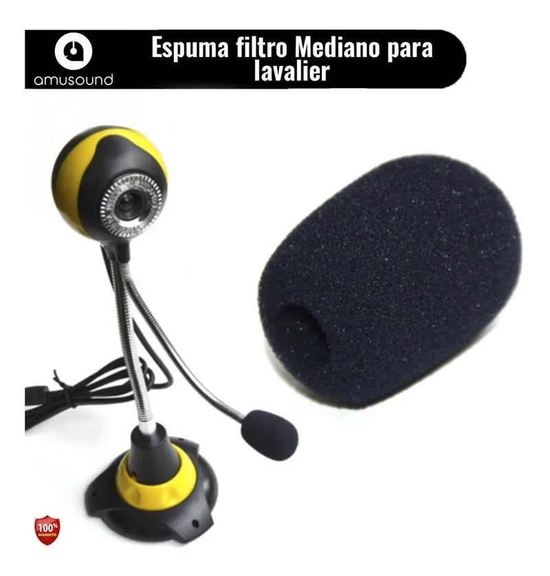 Filtro Micrófono Espuma Cortaviento Solapa Mesa X 5 Un Negro