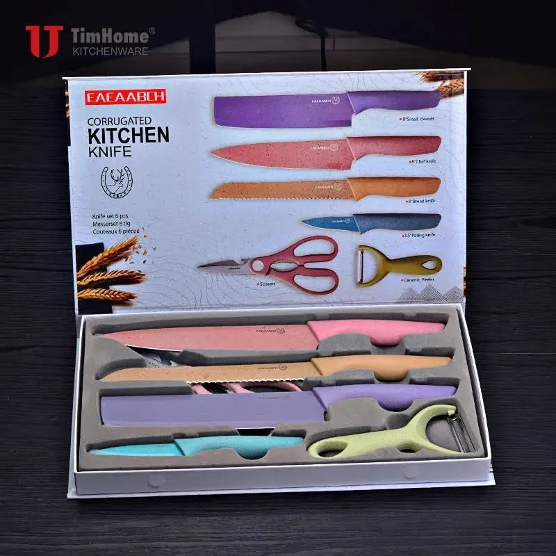 Juego Set Cuchillos Cocina X 6 Piezas Colores
