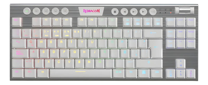 Teclado Gamer Inalámbrico Redragon Horus K621w Tkl Blanc Rgb Idioma Español Latinoamérica Color Del Teclado Blanco