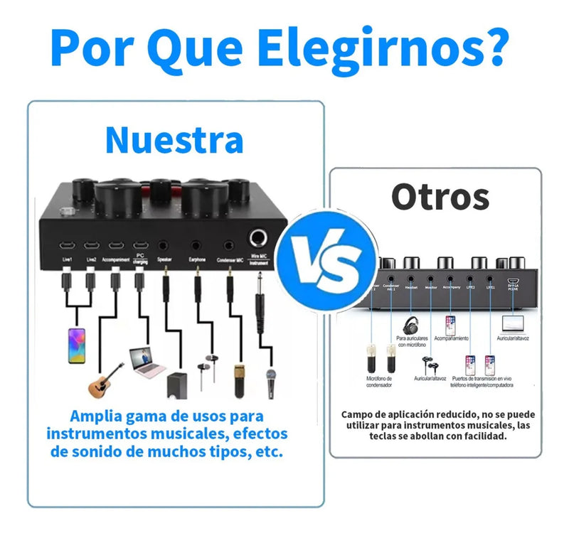 Micrófono Profesional Condensador+brazo+tarjeta Sonido V8 Dorado