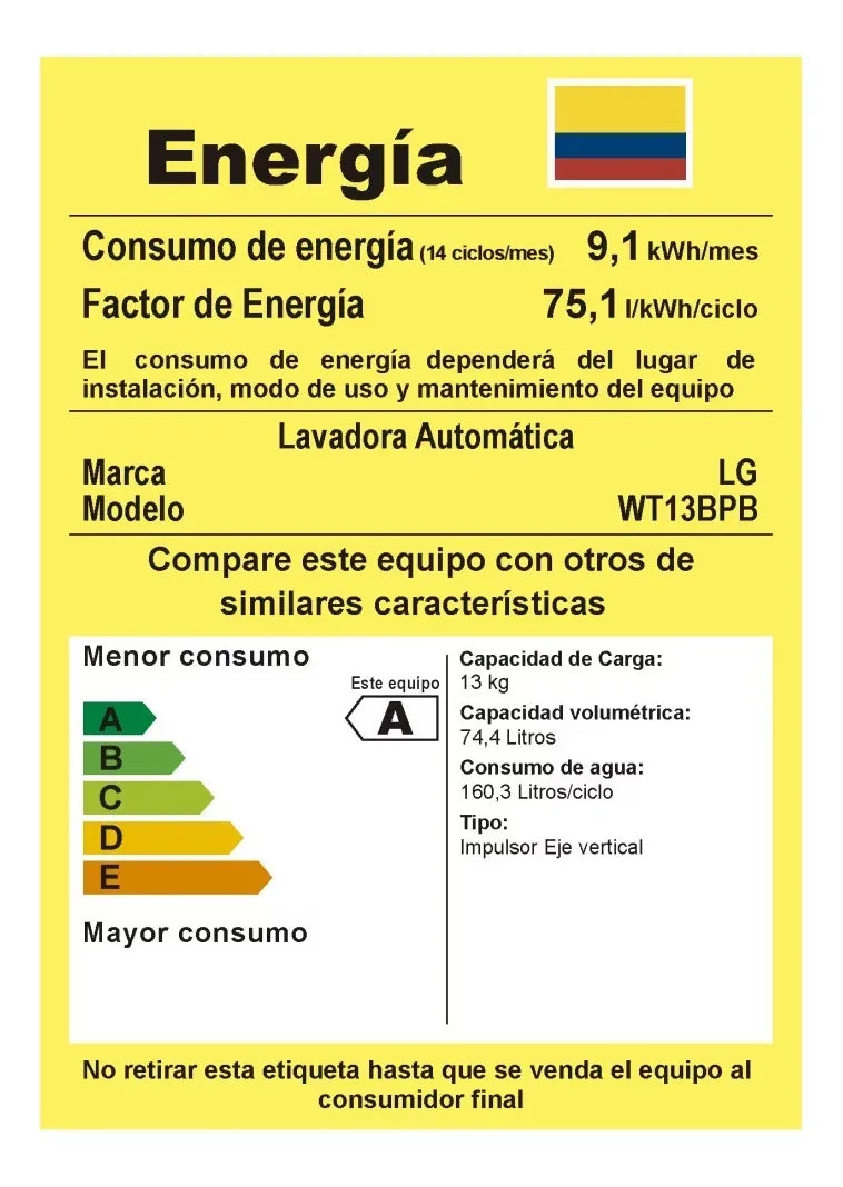 Lavadora LG Carga Superior 13kg Turbodrum Smart Negra 110/220V