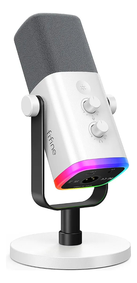 Micrófono Fifine XLR AM8 Dinámico Cardioide color blanco