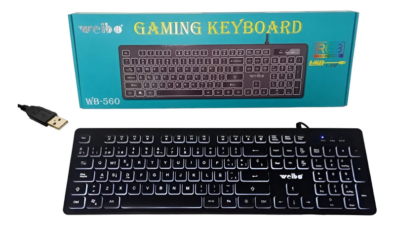 Teclado Gamer Usb Weibo Fc-560 Silencioso Con Luz Multimedia