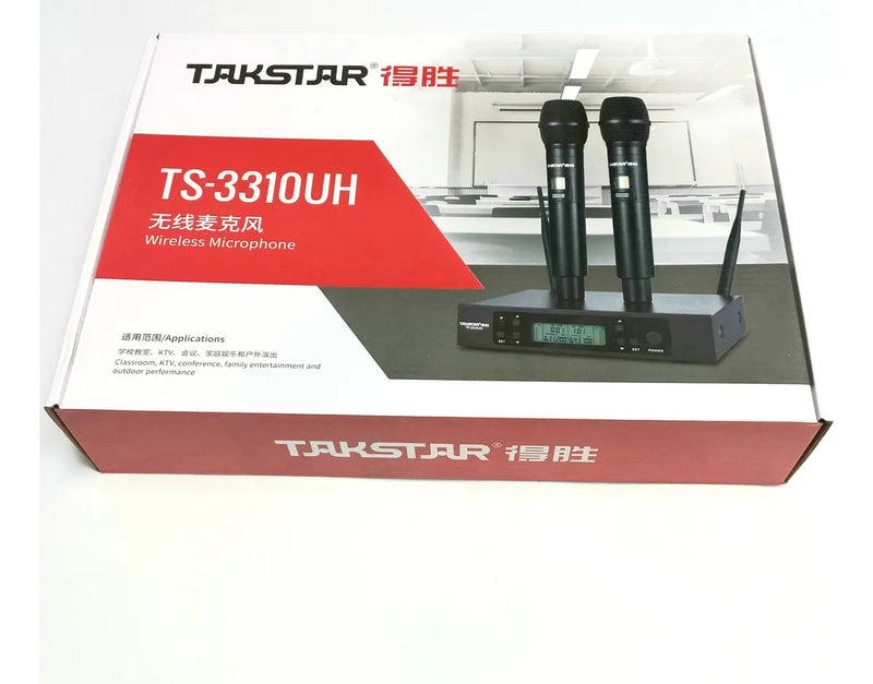 Microfonos Inalambricos Doble Takstar Ts3310 100mt 100ch Uhf Negro