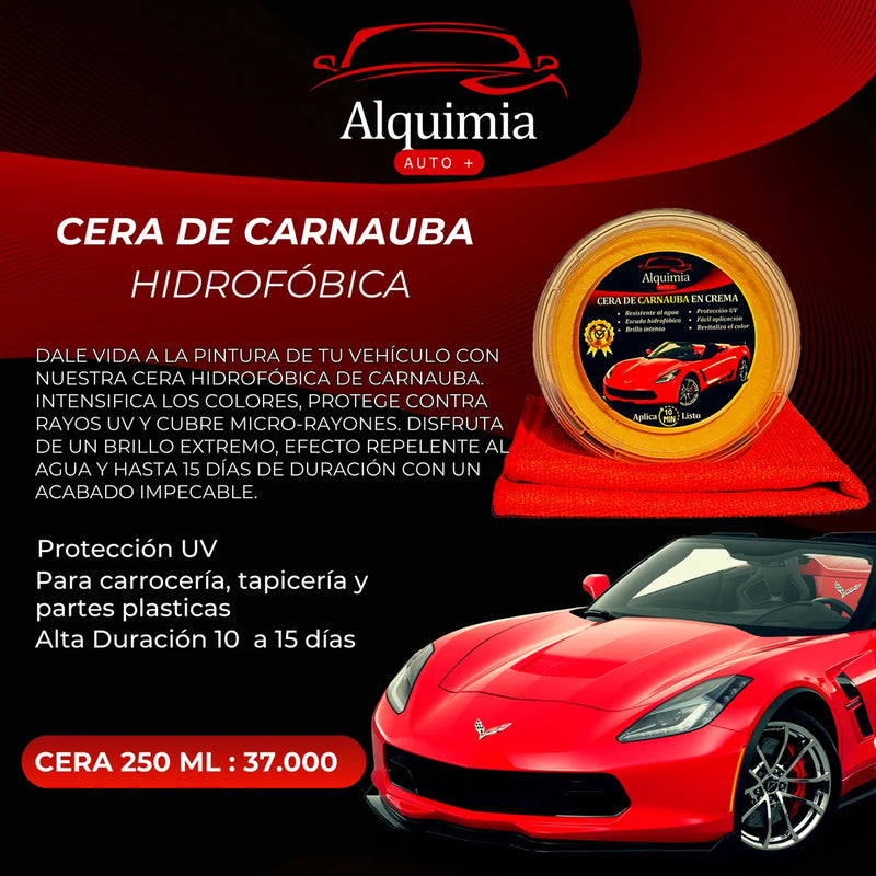 Cera De Carnauba Hidrofóbicas + 5 Esponjas + 3 Paño
