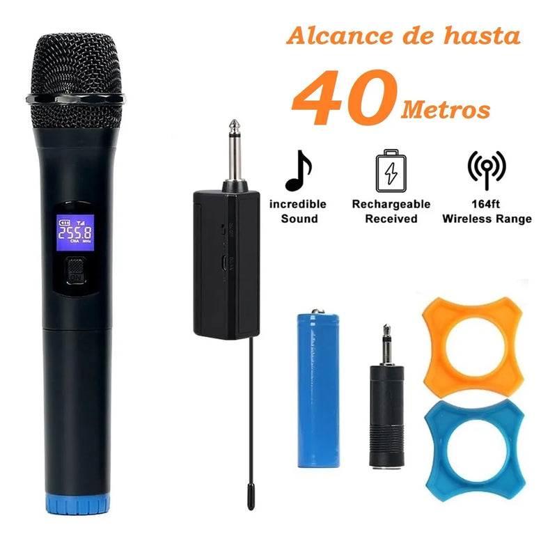 Microfono Inalambrico Uhf- Receptor Recargable Neg