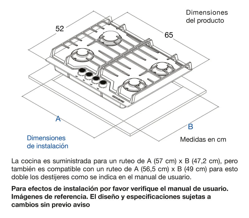 Estufa De Empotrar Challenger 4 Puestos Vidrio Sq 6765 Ae