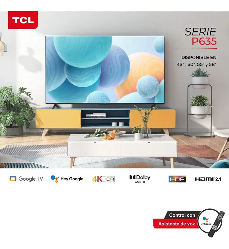 Televisor Tcl 50'' Led Smart Tv Android 50p635 4k-uhd