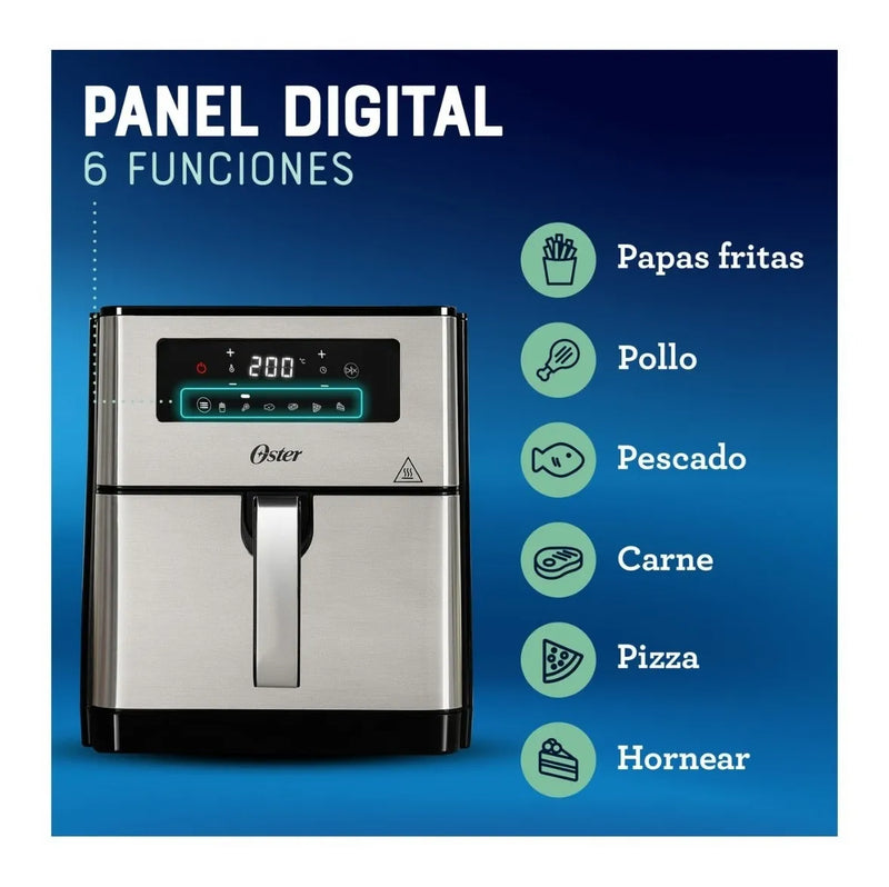 Freidora De Aire Digital Oster® Con Capacidad De 9l Ckstaf90 Color Plateado