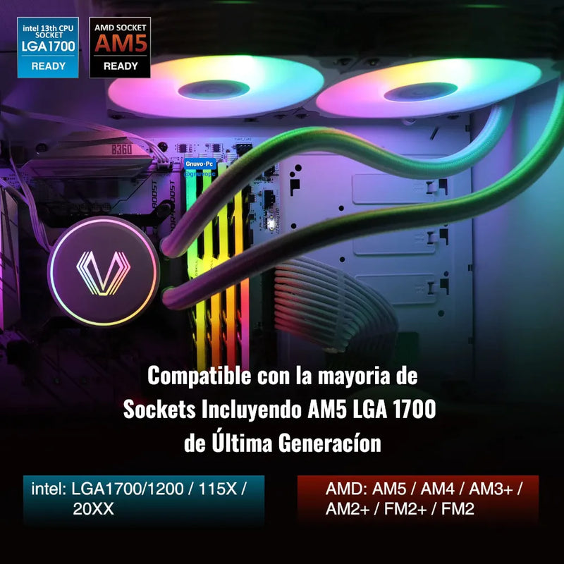 Enfriamiento Liquido Pc 240 Mm Argb Lga 1700 Am5 1200 Blanco