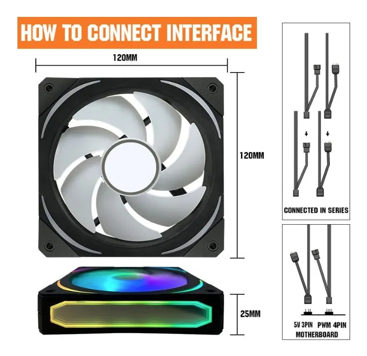 Combo 3 Ventilarores Jazzcooling Argb Ha-120 Gamer