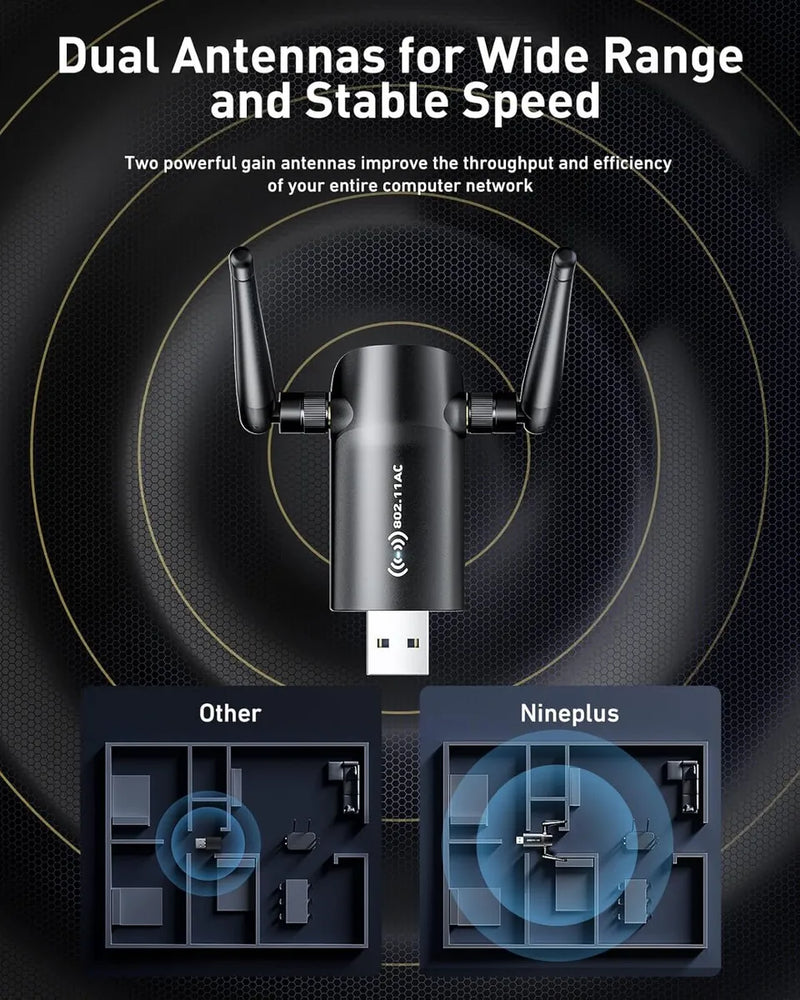 Adaptador Inalambrico Usb Wifi Para Pc 802.11ac 1200 Mbps