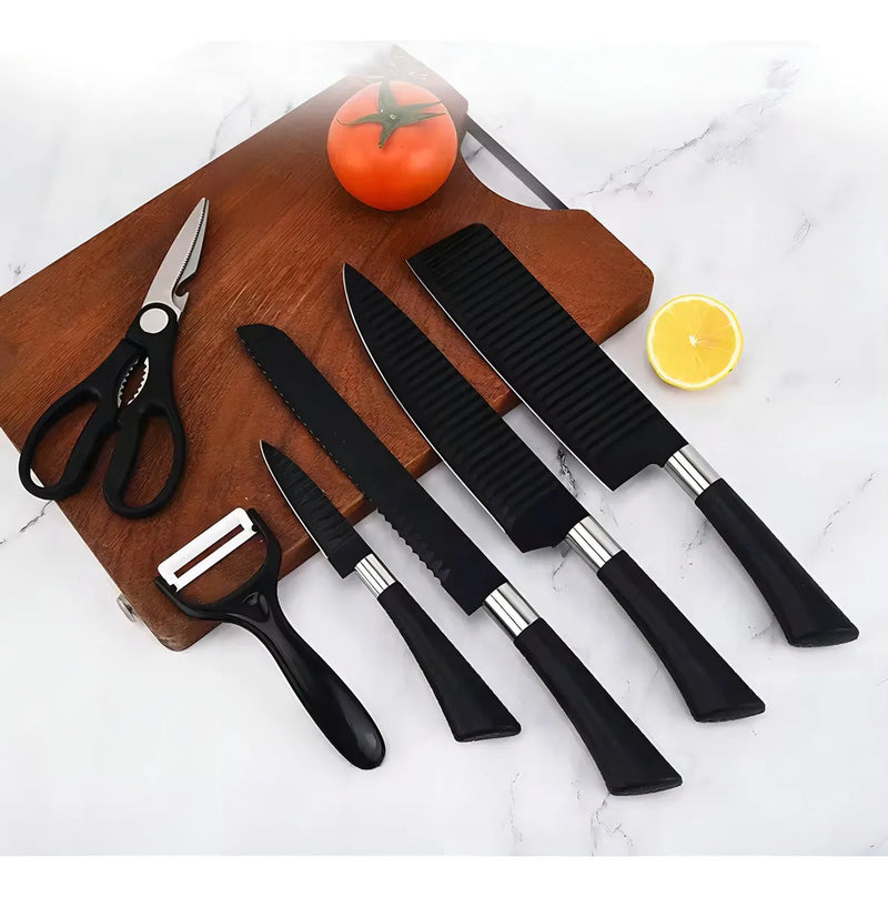 Juego De Cuchillos De Chef De Cocina De 6 Piezas Color Negro